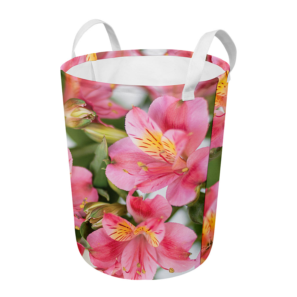 Alstroemeria Flower Print Round Laundry Basket