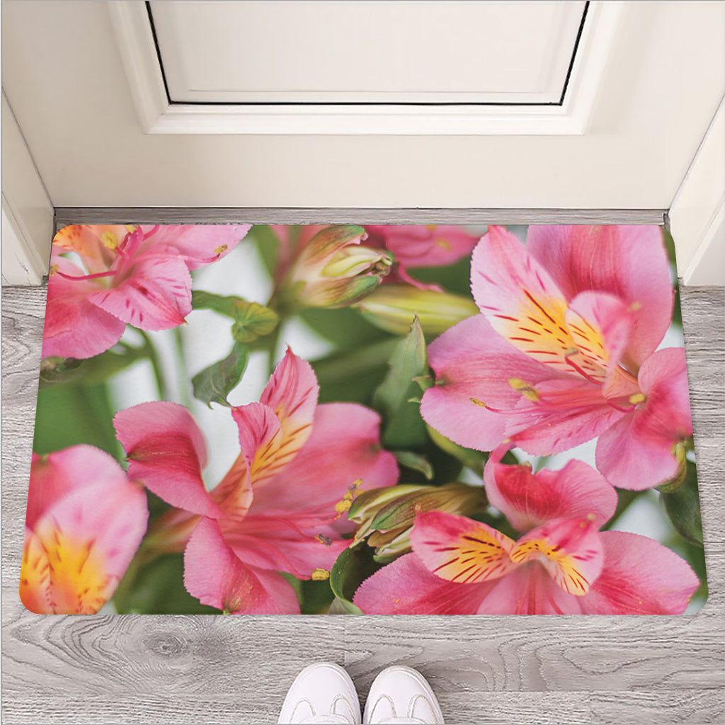 Alstroemeria Flower Print Rubber Doormat