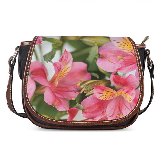 Alstroemeria Flower Print Saddle Bag