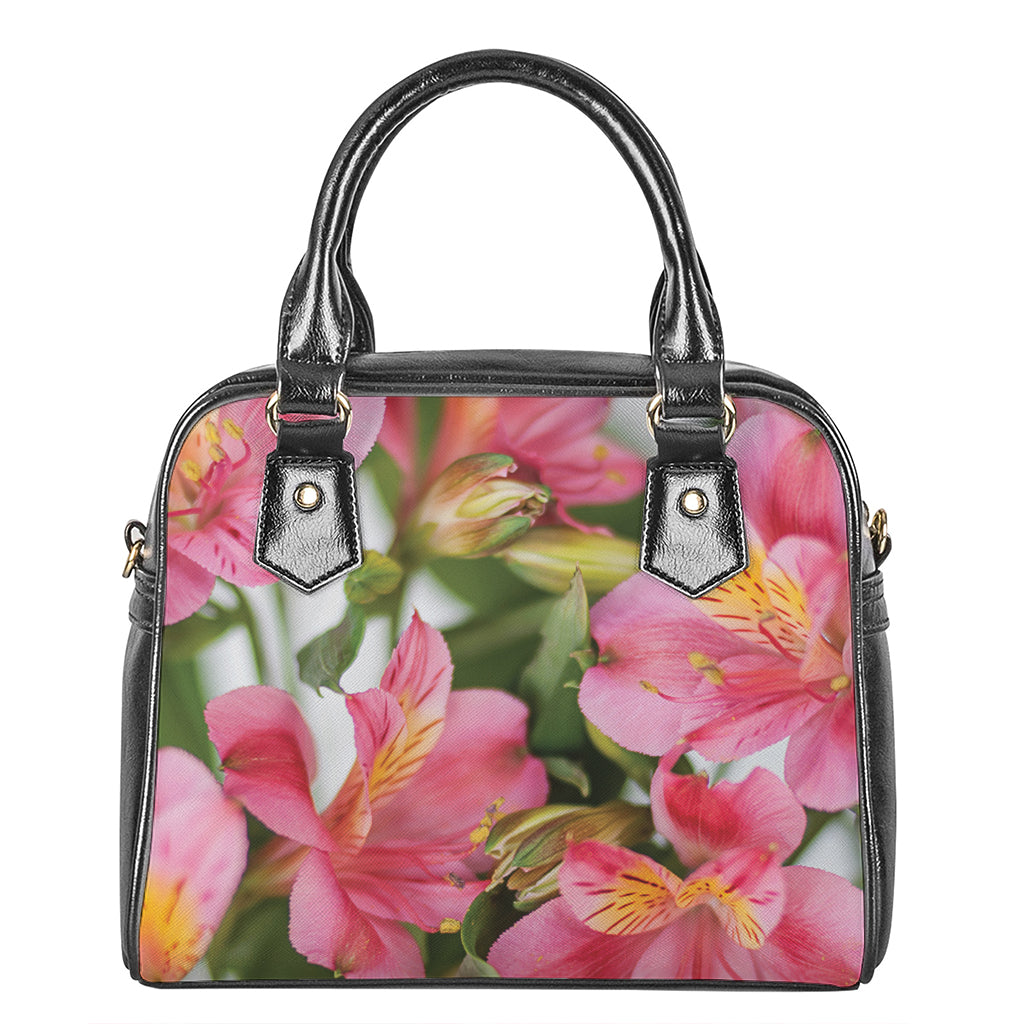 Alstroemeria Flower Print Shoulder Handbag