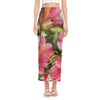 Alstroemeria Flower Print Side Slit Maxi Skirt