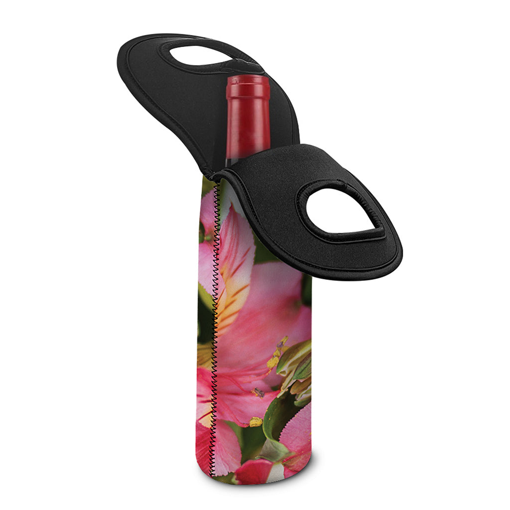 Alstroemeria Flower Print Single Neoprene Wine Tote