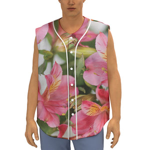 Alstroemeria Flower Print Sleeveless Baseball Jersey