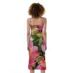 Alstroemeria Flower Print Slim Fit Midi Cami Dress