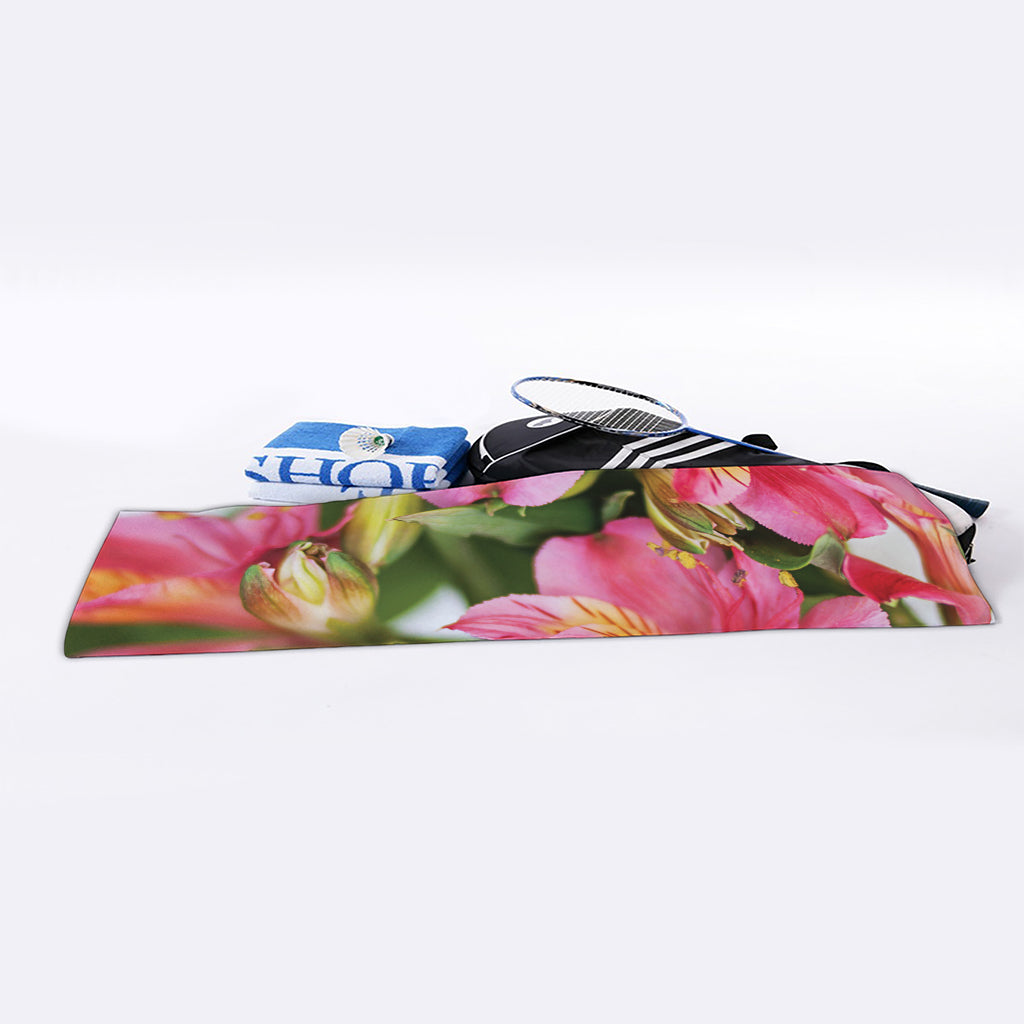 Alstroemeria Flower Print Sports Towel