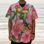 Alstroemeria Flower Print Textured Short Sleeve Shirt