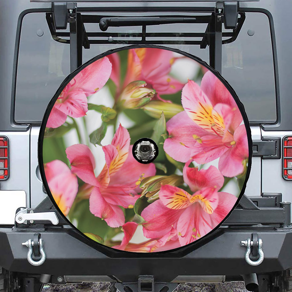 Alstroemeria Flower Print Tire Cover With Camera Hole
