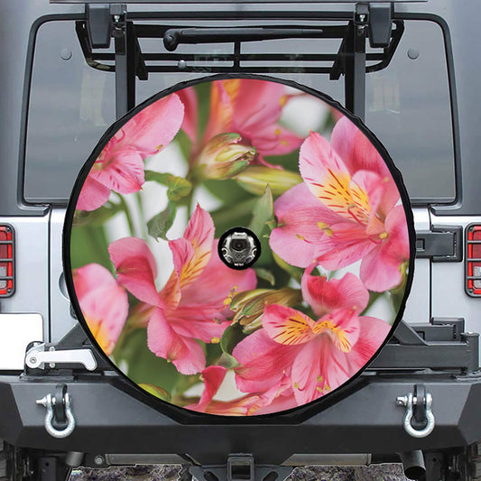 Alstroemeria Flower Print Tire Cover With Camera Hole