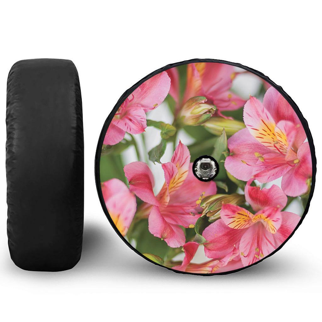 Alstroemeria Flower Print Tire Cover With Camera Hole