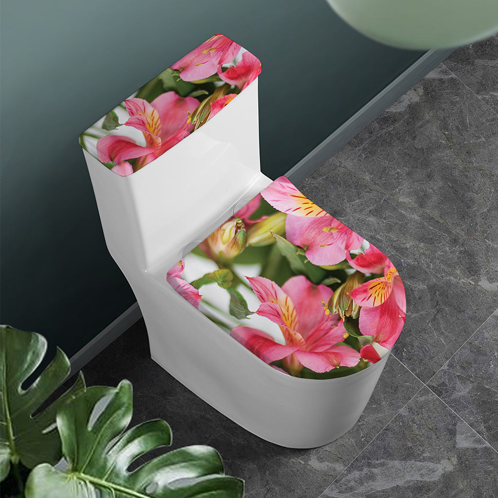 Alstroemeria Flower Print Toilet Lid And Tank Cover Set
