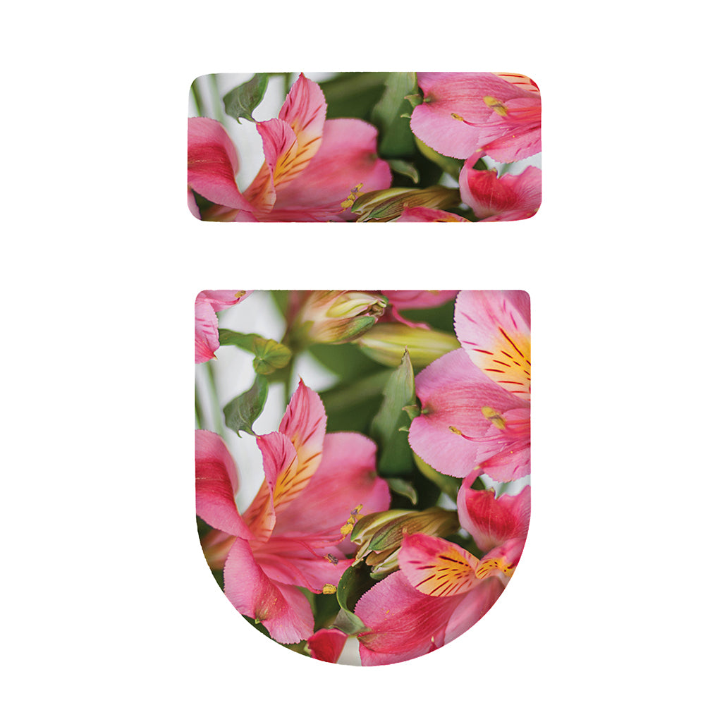 Alstroemeria Flower Print Toilet Lid And Tank Cover Set