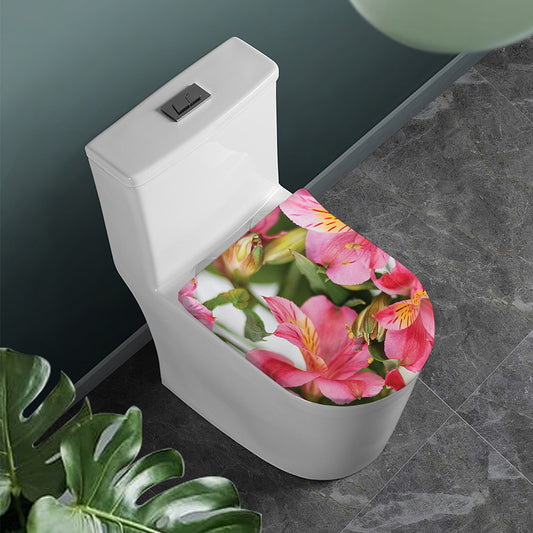 Alstroemeria Flower Print Toilet Lid Cover