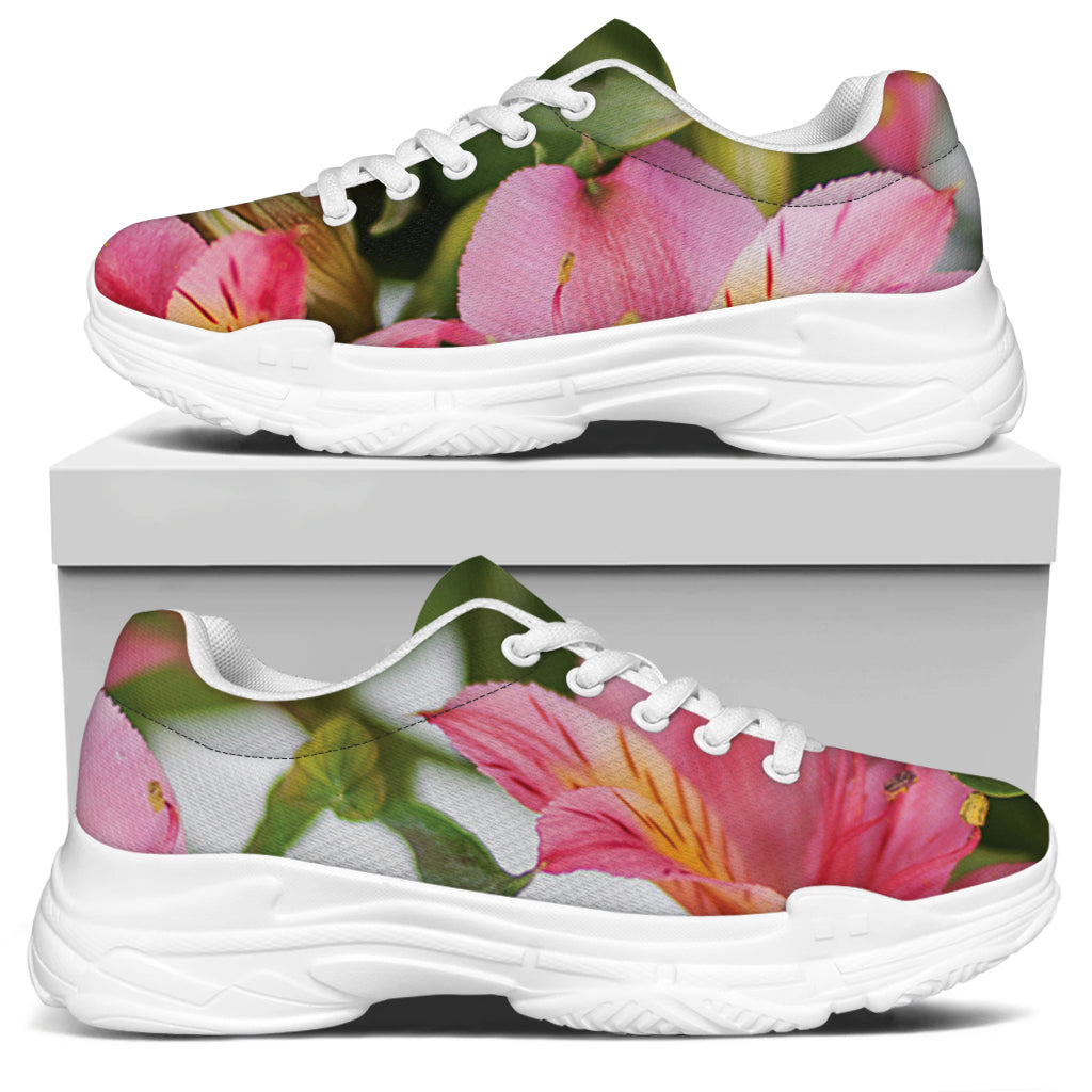 Alstroemeria Flower Print White Chunky Shoes