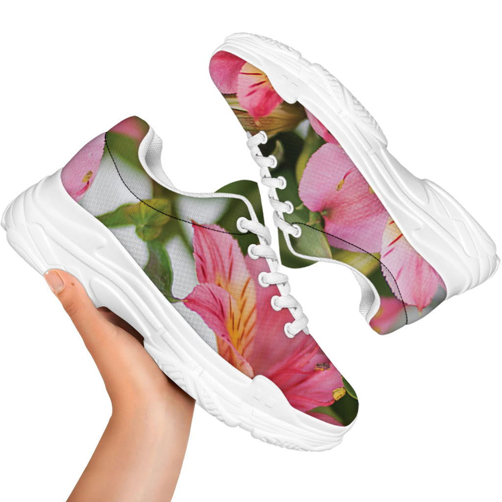 Alstroemeria Flower Print White Chunky Shoes