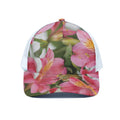 Alstroemeria Flower Print White Mesh Trucker Hat