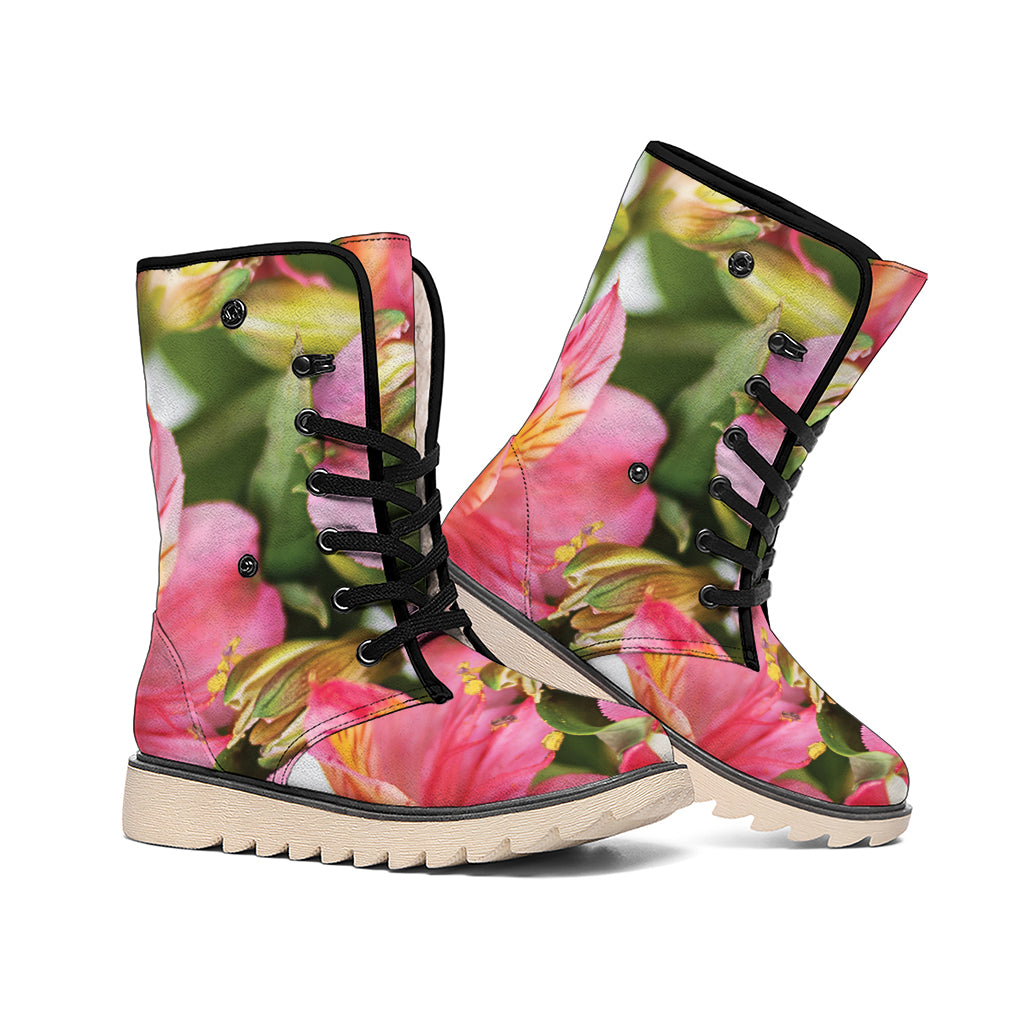 Alstroemeria Flower Print Winter Boots