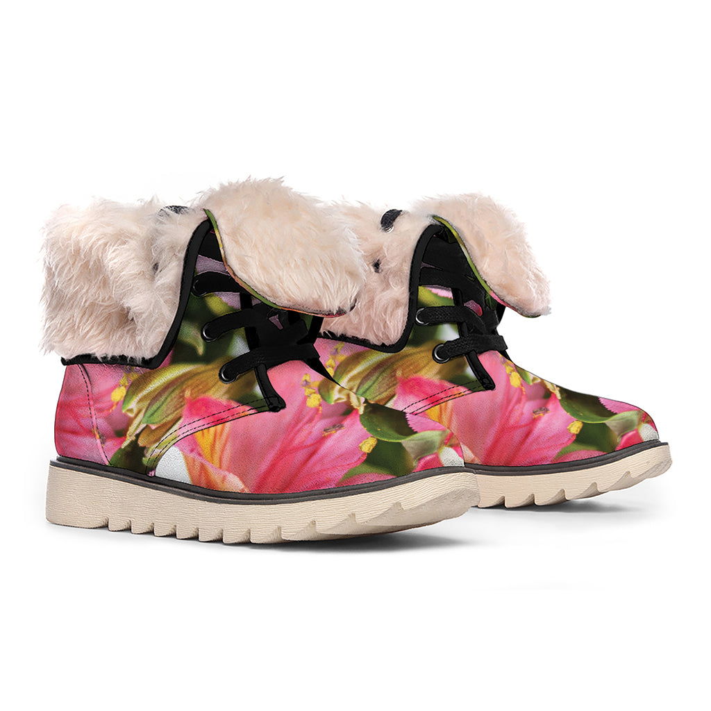 Alstroemeria Flower Print Winter Boots