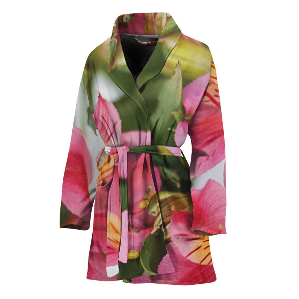 Alstroemeria Flower Print Women's Bathrobe