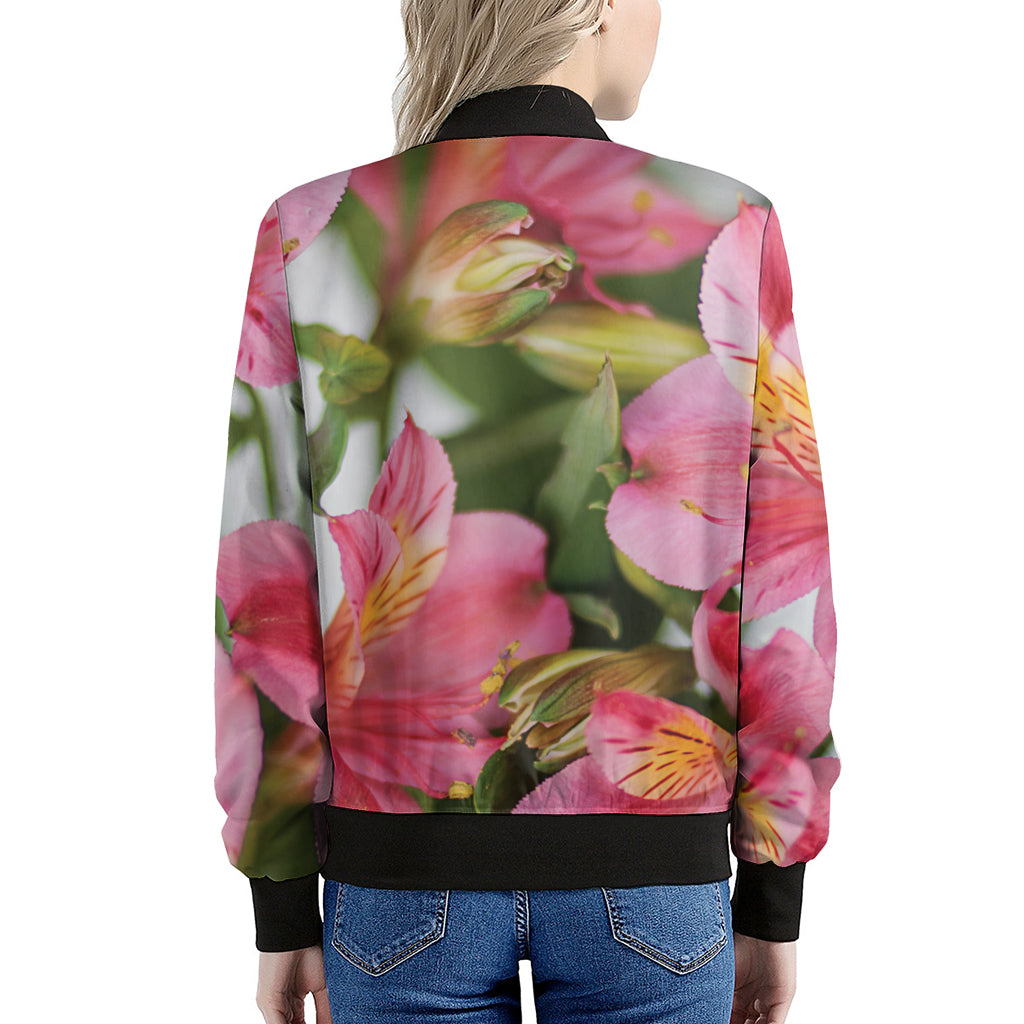 Alstroemeria Flower Print Women's Bomber Jacket