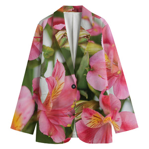 Alstroemeria Flower Print Women's Cotton Blazer