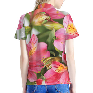 Alstroemeria Flower Print Women's Polo Shirt