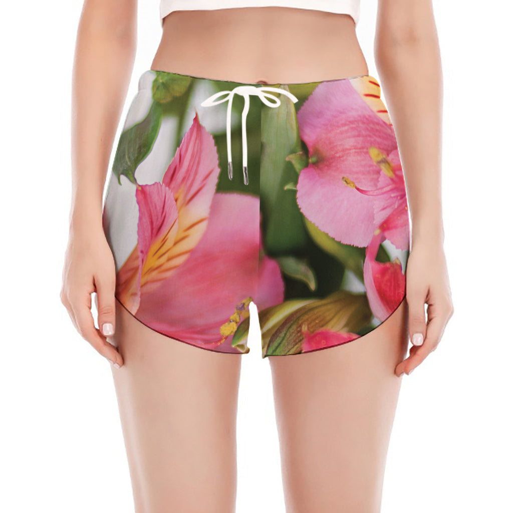 Alstroemeria Flower Print Women's Split Running Shorts