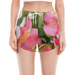 Alstroemeria Flower Print Women's Split Running Shorts