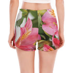 Alstroemeria Flower Print Women's Split Running Shorts