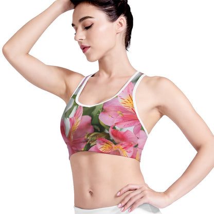 Alstroemeria Flower Print Women's Sports Bra