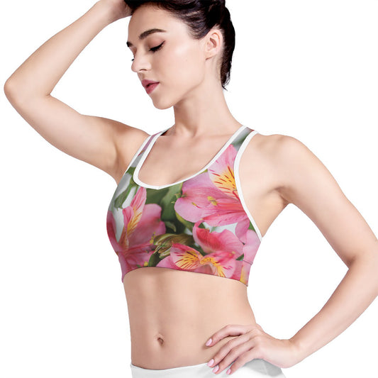 Alstroemeria Flower Print Women's Sports Bra
