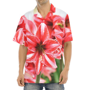 Amaryllis Flower Print Aloha Shirt