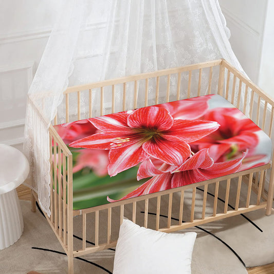 Amaryllis Flower Print Baby Crib Sheet