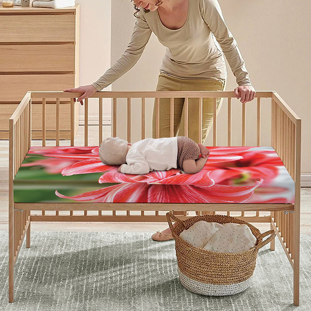 Amaryllis Flower Print Baby Crib Sheet