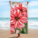 Amaryllis Flower Print Beach Towel