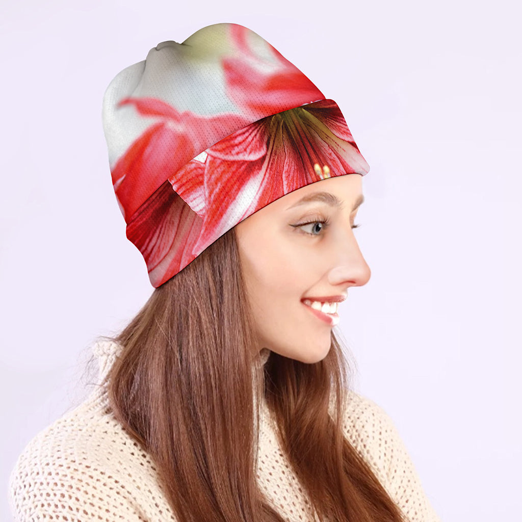Amaryllis Flower Print Beanie