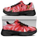 Amaryllis Flower Print Black Chunky Shoes