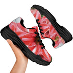 Amaryllis Flower Print Black Chunky Shoes