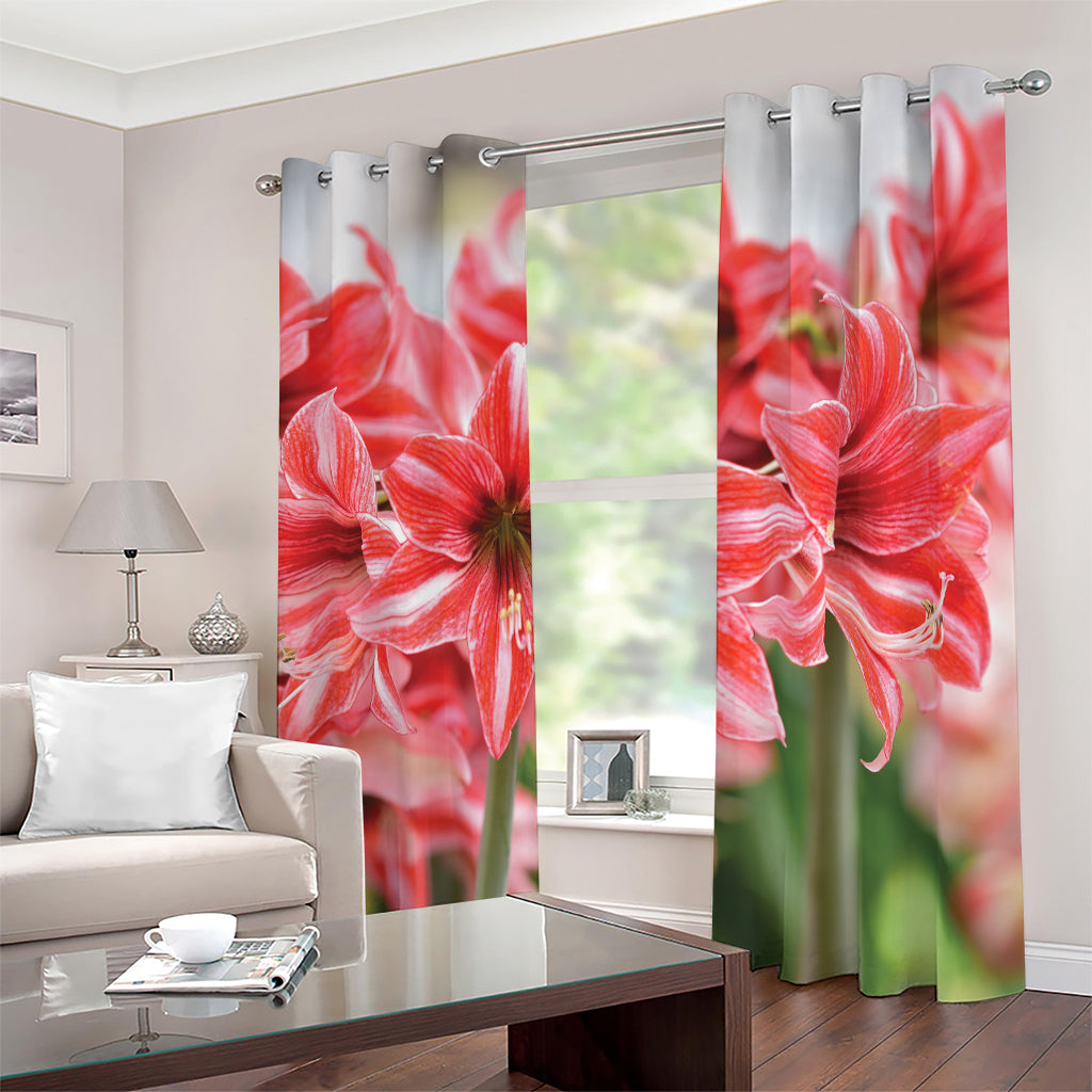 Amaryllis Flower Print Blackout Grommet Curtains