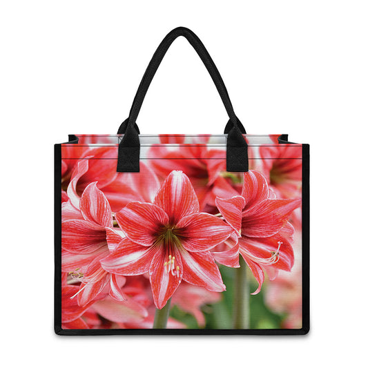 Amaryllis Flower Print Canvas Tote Bag