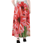 Amaryllis Flower Print Chiffon Maxi Skirt