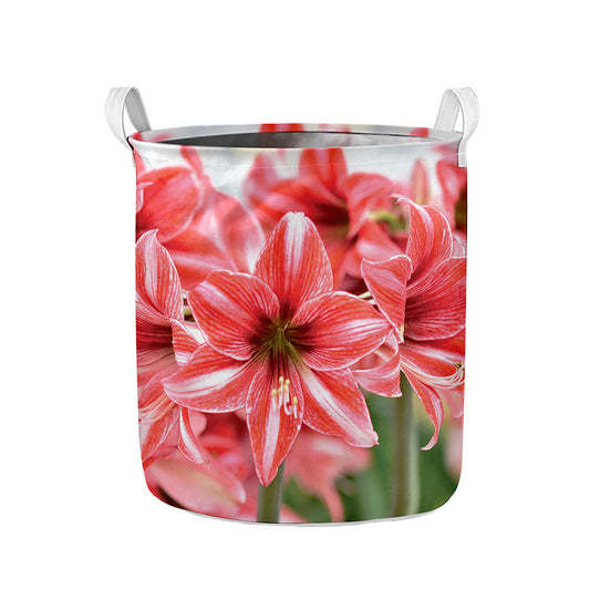 Amaryllis Flower Print Collapsible Laundry Basket