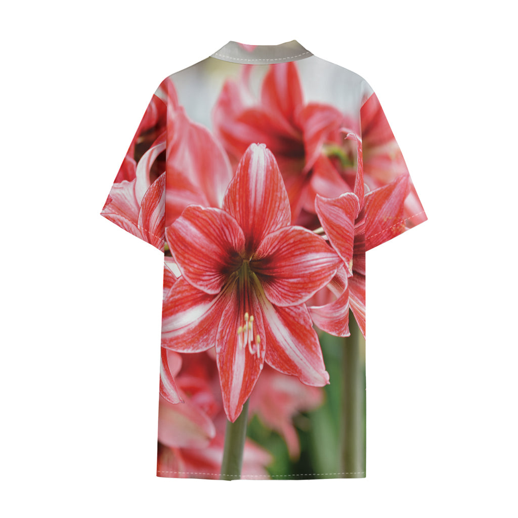 Amaryllis Flower Print Cotton Hawaiian Shirt