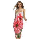 Amaryllis Flower Print Cross Back Cami Dress