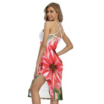 Amaryllis Flower Print Cross Back Cami Dress