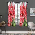 Amaryllis Flower Print Grommet Curtain Panels