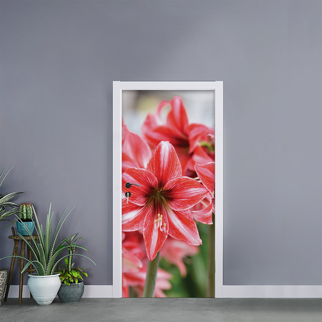 Amaryllis Flower Print Door Sticker