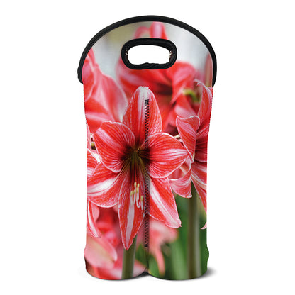 Amaryllis Flower Print Double Neoprene Wine Tote