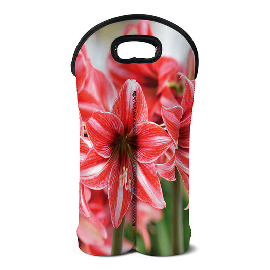 Amaryllis Flower Print Double Neoprene Wine Tote