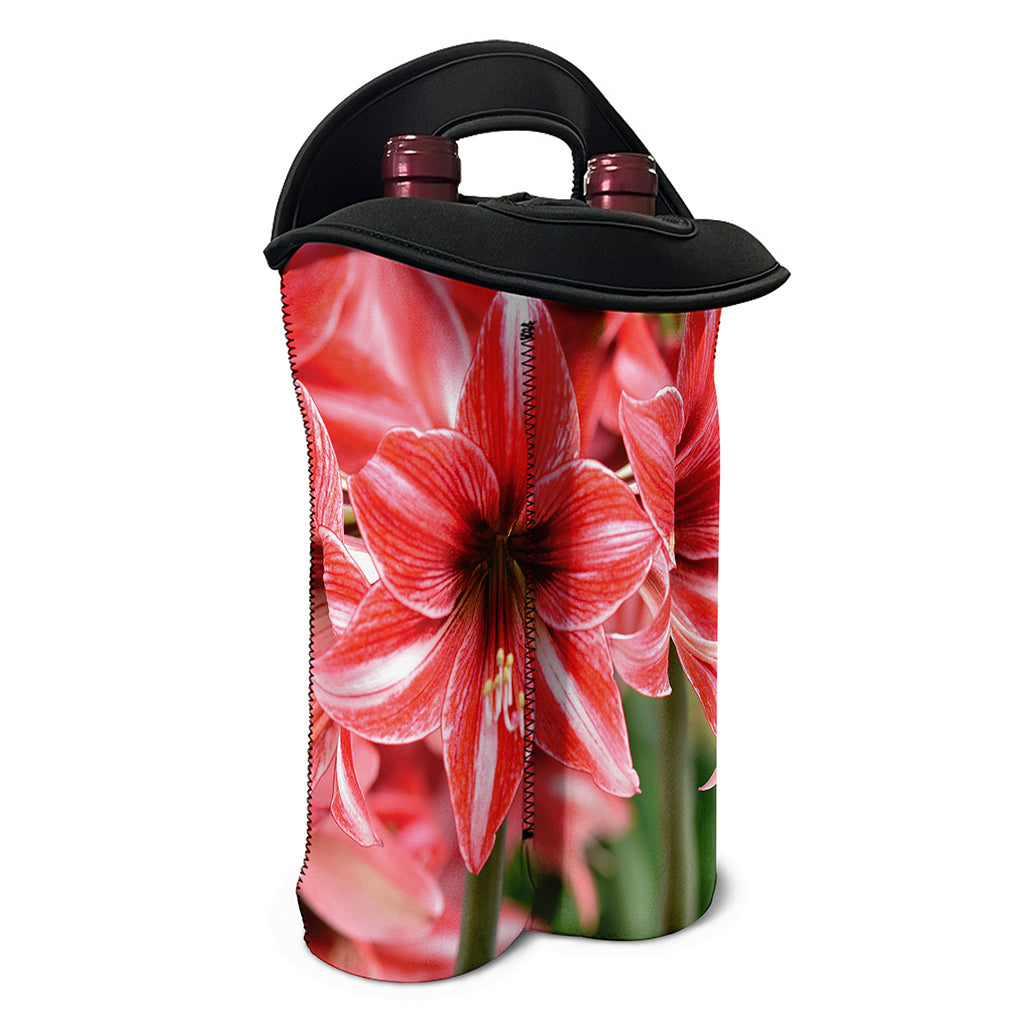Amaryllis Flower Print Double Neoprene Wine Tote