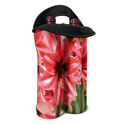 Amaryllis Flower Print Double Neoprene Wine Tote